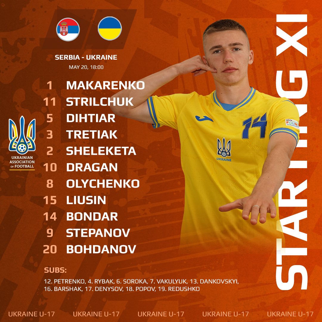 🗒️ Our lineup for the first game at EURO-2024 (U-17)