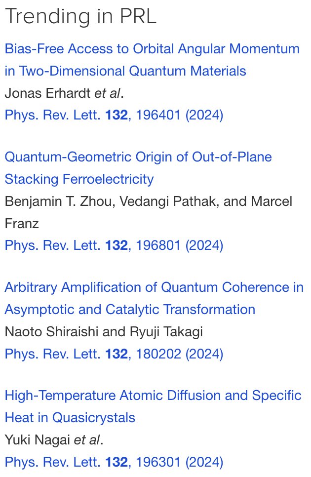 #PRLtrending for the week of 2024-05-20 #physics #trending journals.aps.org/prl/abstract/1… journals.aps.org/prl/abstract/1… journals.aps.org/prl/abstract/1… journals.aps.org/prl/abstract/1…
