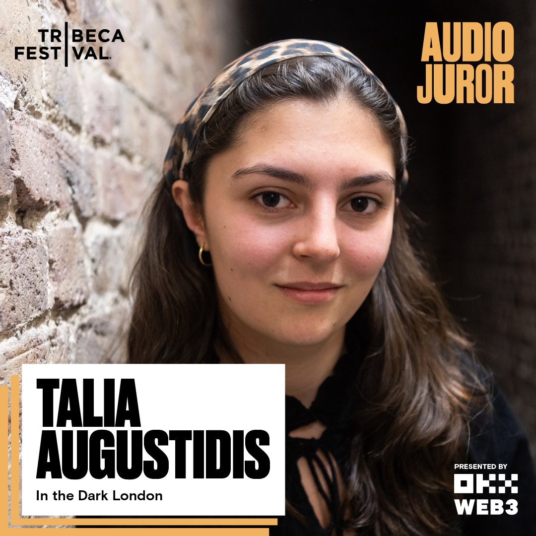 Next @TribecaAudio Juror, @taliaaugustidis! Talia is an award-winning audio producer, artist and community organizer from London. She won the @ThirdCoastFest award for Best Doc Short 2023, curates In The Dark London, & writes the All Hear newsletter in collab with @Transom_org!