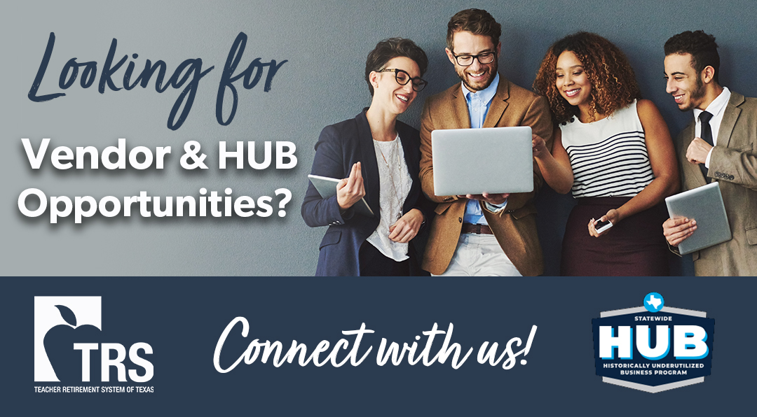 📣Calling all HUB and State Vendors📣 Join us in our mission to help better serve our members by becoming a HUB or state vendor working with TRS. Solicitations Calendar: ow.ly/U4Hr50RMZ9k Electronic State Business Daily: ow.ly/2eTo50RMZ9j