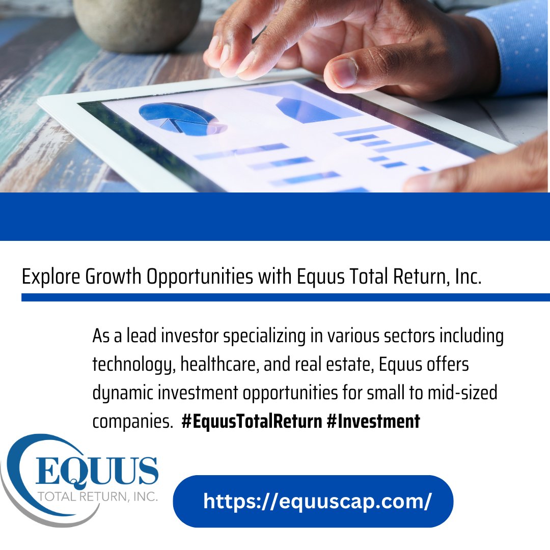 Explore Exciting Growth Opportunities.😅

Equus Total Return Inc.
equuscap.com..
#EquusTotalReturn; #InvestmentFund; #PrivateEquity; #BusinessDevelopment; #PortfolioManagement; #FinancialGrowth; #EquusCapital;