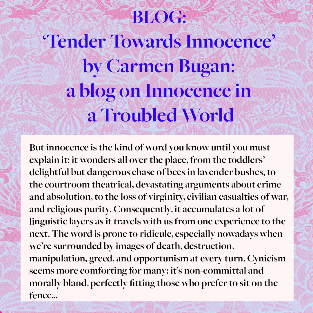 BLOG: ‘Tender Towards Innocence’ by @imlcc: a blog on Innocence in a Troubled World 🌸 Carmen explains how her new course will help you write poetry that faces up to this worrisome time. Read: poetryschool.com/theblog/blog-o… Course: poetryschool.com/courses/a-ques…