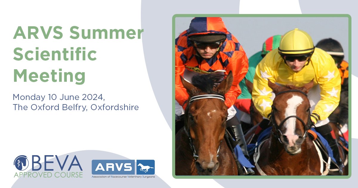 The BEVA Approved ARVS Summer Scientific Meeting is just 3 weeks away, don't miss your chance to attend! BEVA members can save £50 on their tickets for this course exploring the latest imaging techniques designed to prevent injury in racehorses. 🔗 bit.ly/3wtLfhV