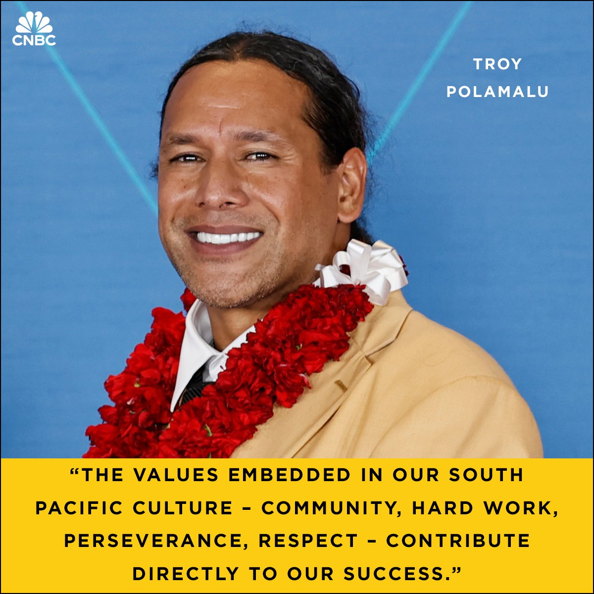 Former Pittsburgh @steelers safety @tpolamalu knows hard work and dedication lead to success.

#troypolamalu #aapiheritagemonth #steelers #successstory #cnbc