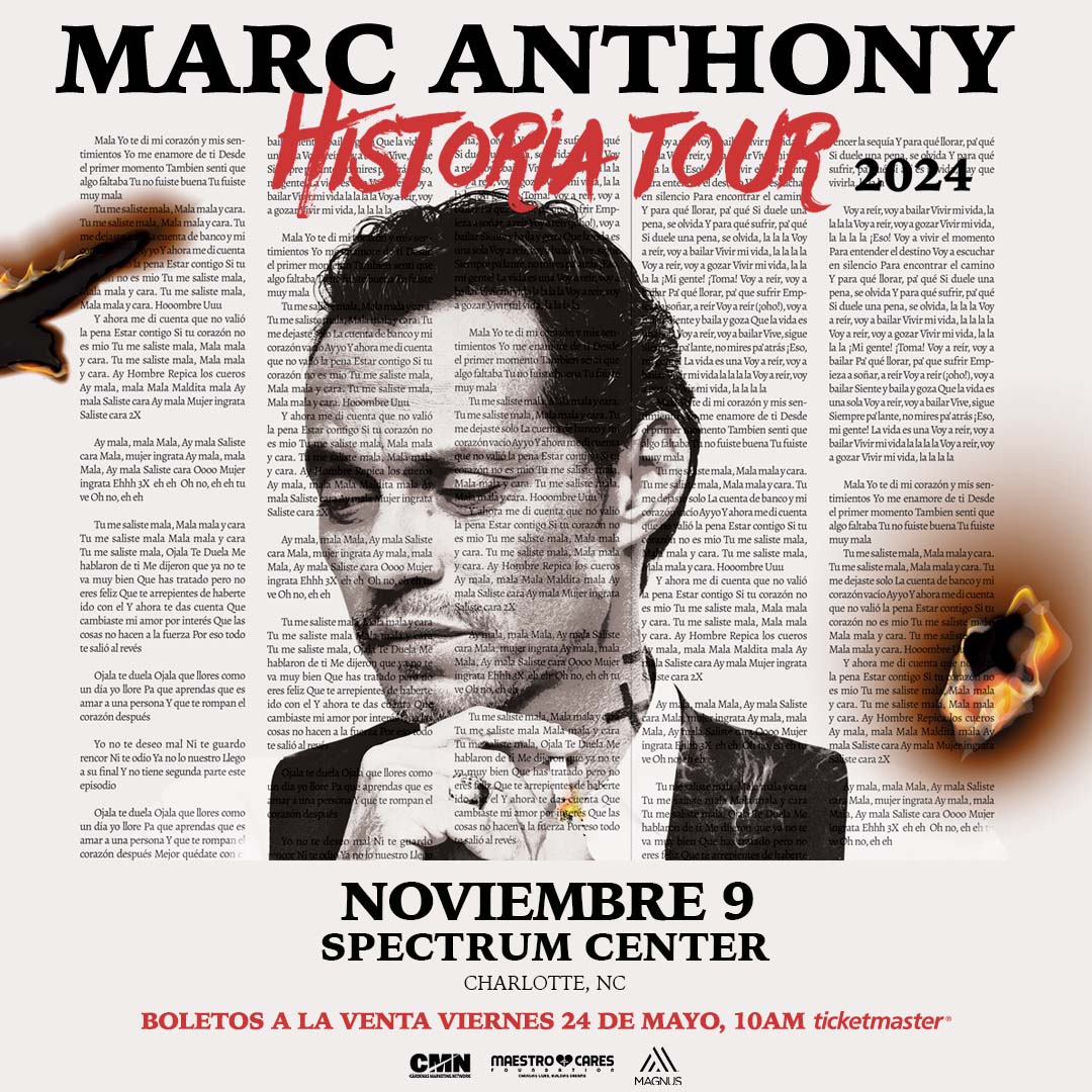 JUST ANNOUNCED! @MarcAnthony is coming to Spectrum Center November 9th! Tickets go on-sale this FRIDAY May 24th!