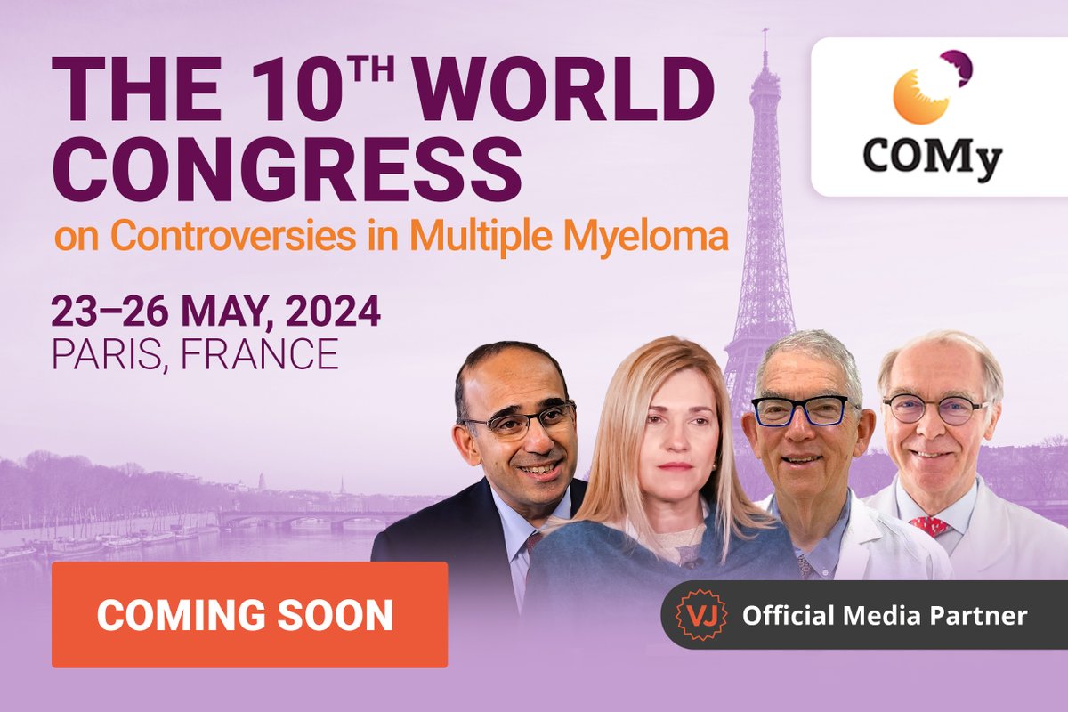 We’re eagerly counting down the days until #COMy24 – taking place this week in Paris, France! We’re delighted to bring you exciting updates from leading #MultipleMyeloma experts at VJHemOnc.com – watch this space! @COMyCongress #HemOnc #MMsm