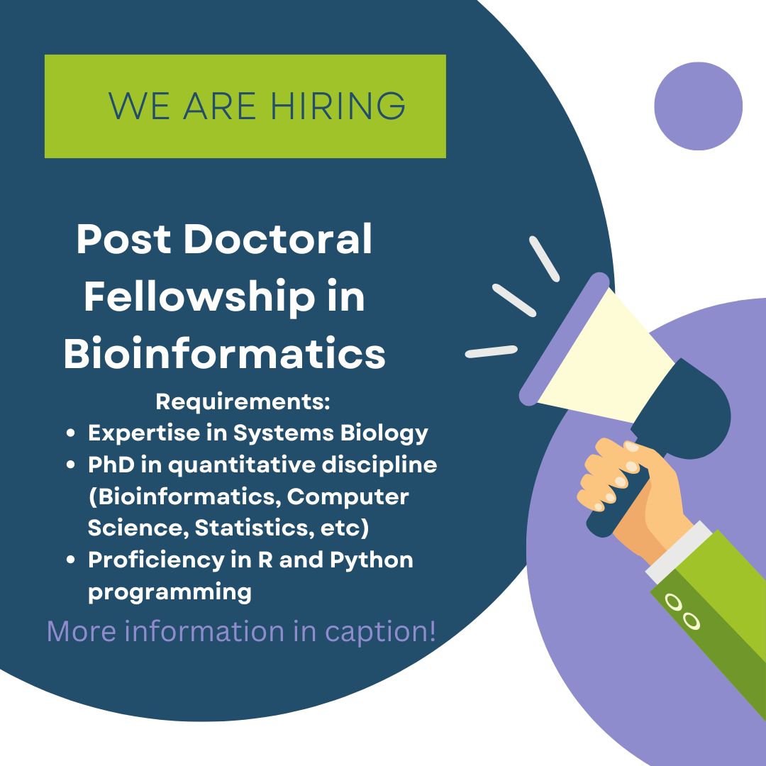 PVP’s is looking for a Post-Doctoral Research Fellow to join the Data Management and Analysis Core team! Must have knowledge in #bioinformatics and computational biology. 

#machinelearning #bigdata

Application information here: childrenshospital.org/research/resea…