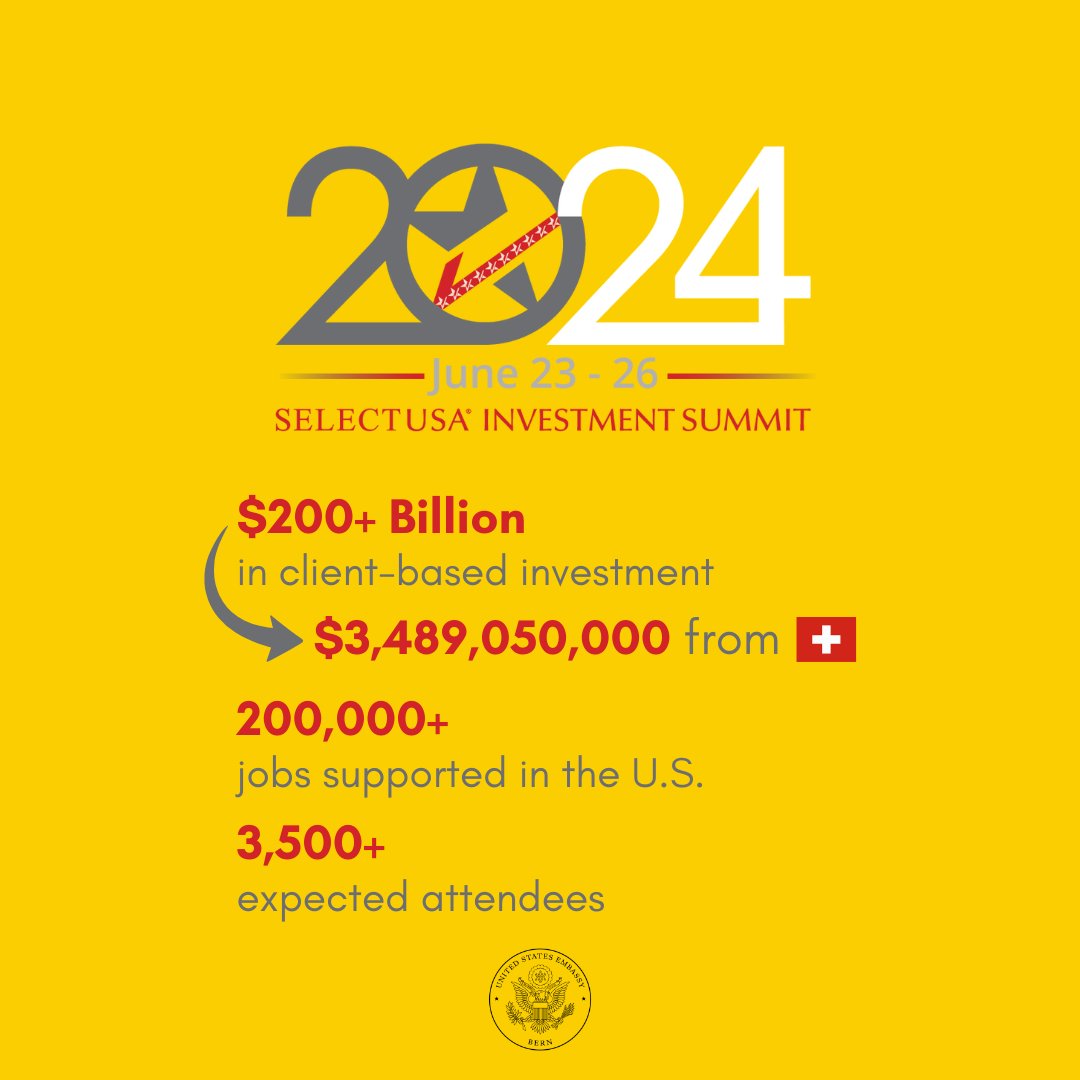 The @SelectUSA Investment Summit is THE event for foreign direct investment in the U.S.! Don't miss out on this incredible opportunity to connect, invest, and grow in the United States! Register now: ow.ly/nee350Rz9Ar #SelectUSA #InvestmentSummit2024 @CommerceGov