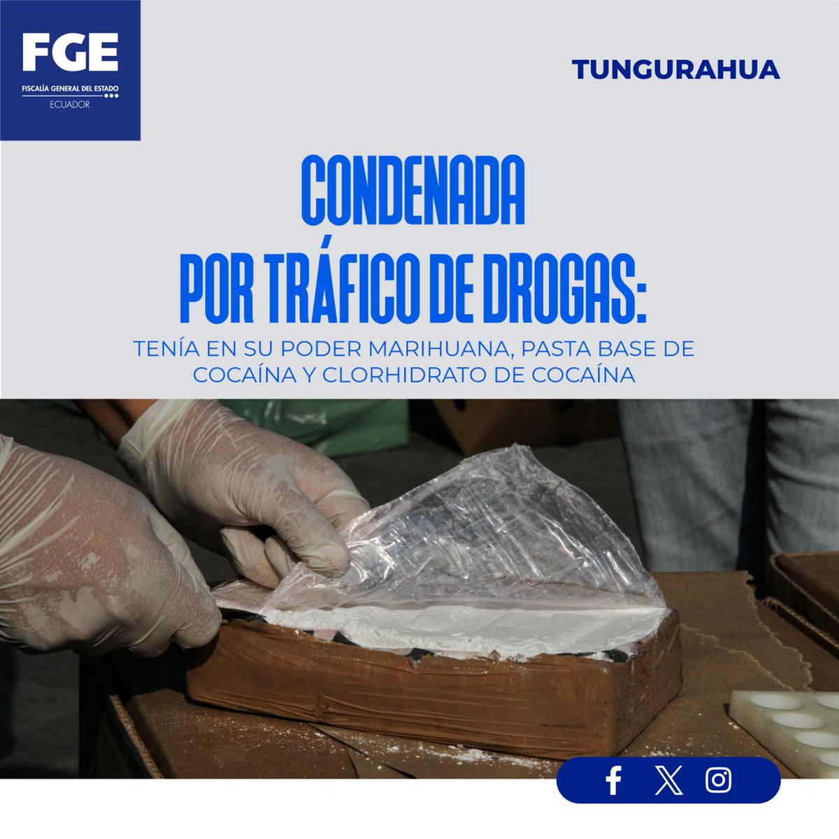 #ATENCIÓN | #Tungurahua: sentenciada por #tráficodedrogas a gran escala. #FiscalíaEc demostró la responsabilidad penal de la procesada en el delito imputado. Detalles ⬇️ acortar.link/2LBo1p
