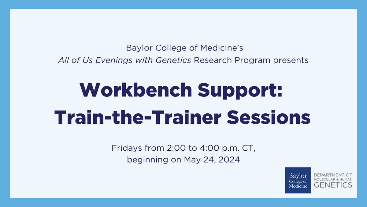 Are you interested in learning to proficiently use the @AllofUsResearch Researcher Workbench? Our RWB Support faculty are here to help! Join us for the summer installment of the Train-the-Trainer series starting this Friday, May 24. Register at: bit.ly/48ty51G