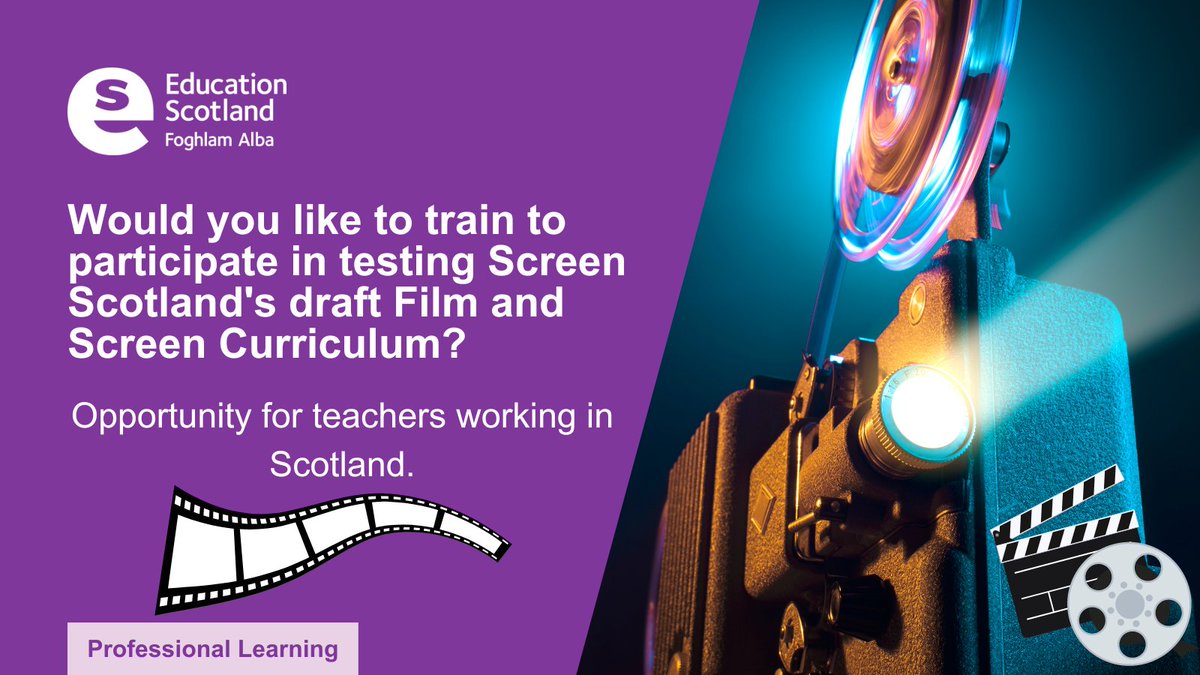 Would you like to train to participate in testing Screen Scotland's draft Film & Screen Curriculum? Screen Education Edinburgh, with support from Screen Scotland & Education Scotland, is running a summer school for teachers working in Scotland. More info - ow.ly/lvwv50RmVW3