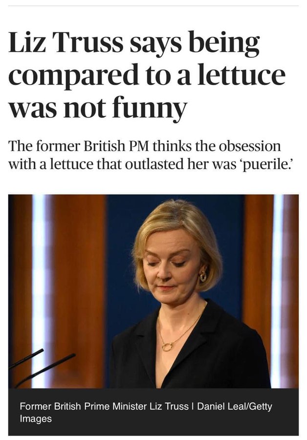 Not funny, hilarious. Don't RT we don't want to upset Liz Truss.