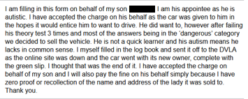 Did DVLA know the 21-year-old it was prosecuting was autistic when the case began? Probably not Could it have found out by looking at this letter of mitigation? Absolutely Fast-track #SingleJusticeProcedure in action Mum pleas guilty for son, a criminal conviction + £40 costs