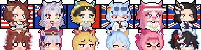 ちなみにそれぞれの髪色は流用してます#ドット絵 