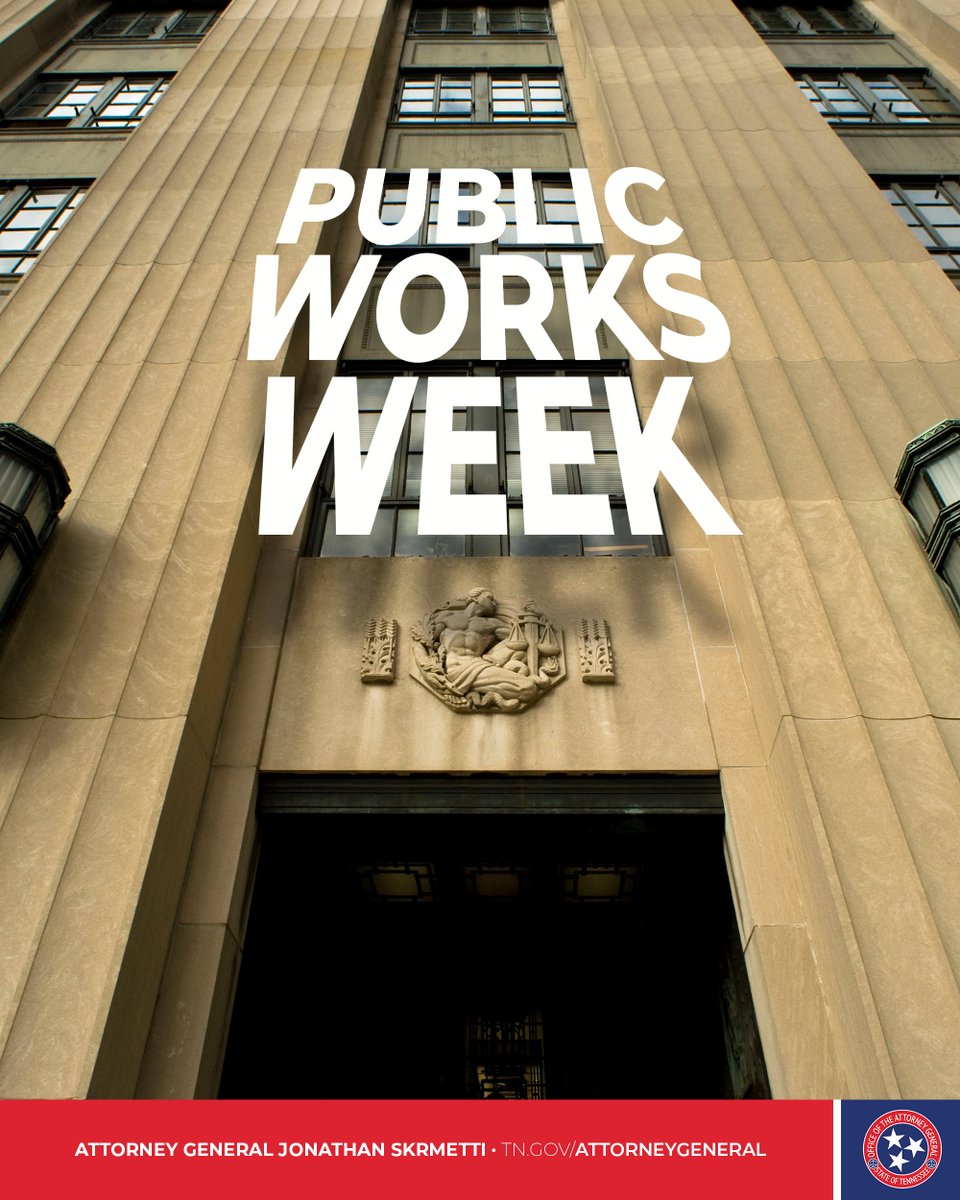 On Public Works Week, @AGTennessee’s Office would like to extend our sincere gratitude to all those who work to build and maintain the infrastructure of our great Volunteer State.

We are excited for the big plans from @myTDOT, TDEC, @TVAnews, and all the other agencies providing