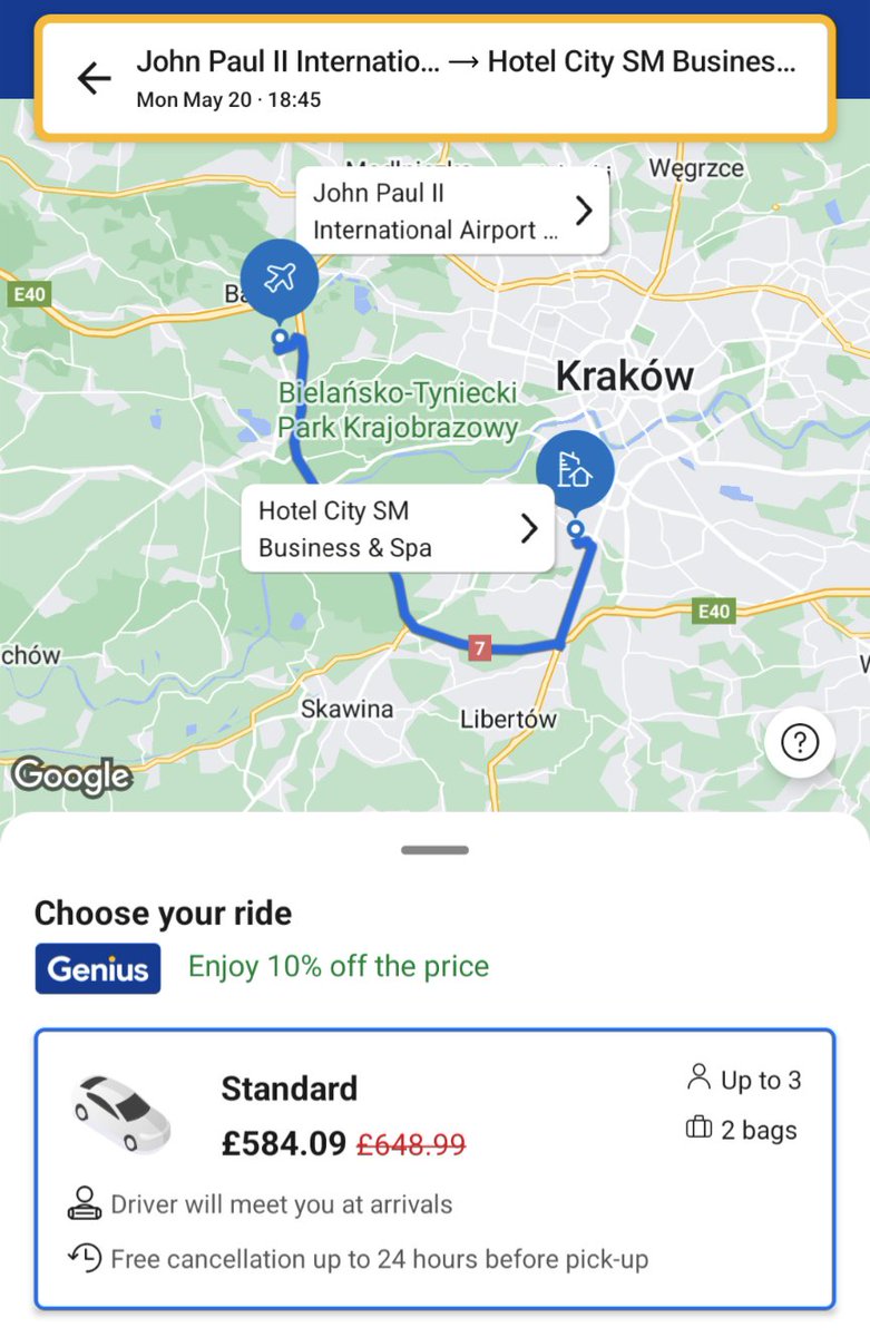 IXRobL's tweet image. This taxi ride from the airport to my hotel in Krakow looks a bit pricey, @bookingcom !