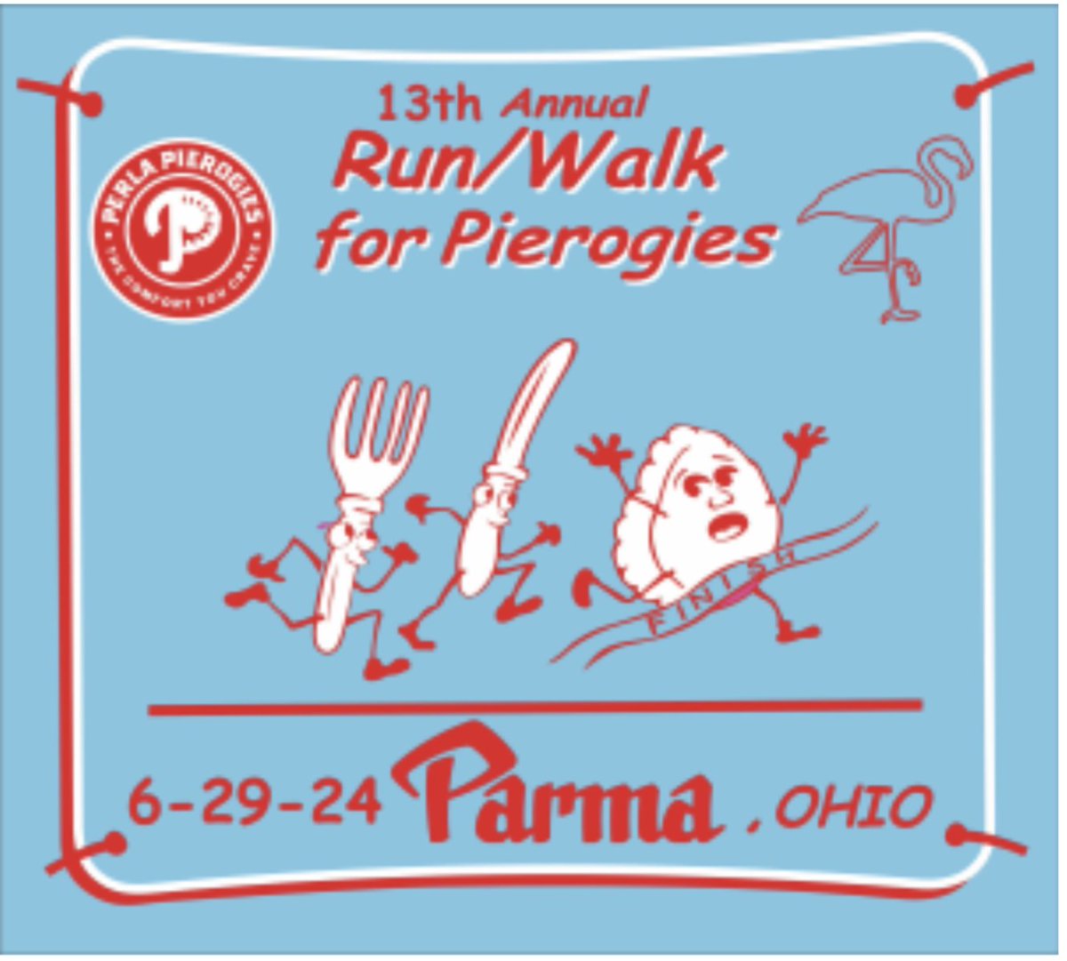 (On the phone with the logo designer) 'I hate to keep going back and forth on this, but the pierogi still isn't terrified enough. We don't want to see any relief on his face. Like, he wins - but the knife and fork don't care about the race. As soon as they catch up, he's DEAD.'