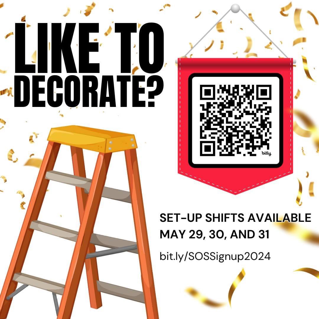 SOSNAHS's tweet image. Don&apos;t have the availablity to volunteer for the All-Knight graduation party? Or just like to decorate? Help out on the 29th, 30th, or the morning of the 31st. Visit our Sign-up here: bit.ly/SOSSignup2024