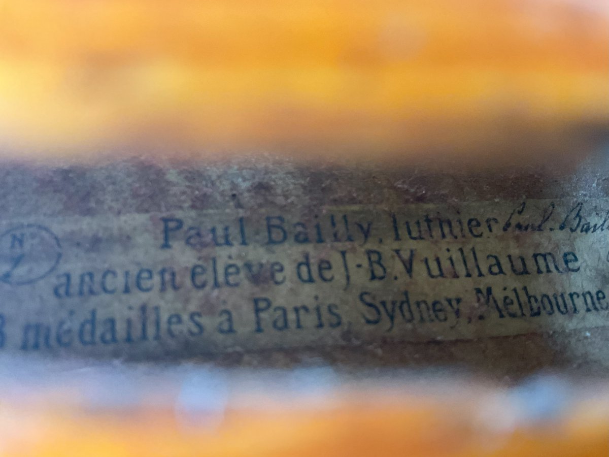 Tung has been doing restoration work on this Paul Bailly (1844 – 1907) violin, mending a crack, refitting the pegs and top nut, shooting the fingerboard and carving a new bridge. Bailly was a pupil of J.B. Vuillaume. #fineviolin #luthier #restoration