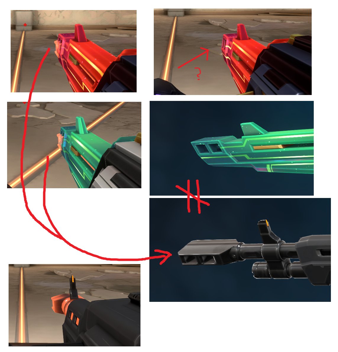 Amdrew9696's tweet photo. I found something interesting in Comet Odin skin. When you keep shooting continuously on basic Odin, the tip will start to get red hot. It is also visible on Comet skin, you can clearly see this characteristic shape there. What do you think, a bug or sth diffrent?
#Valorantbug https://t.co/UVlhCaBKRY