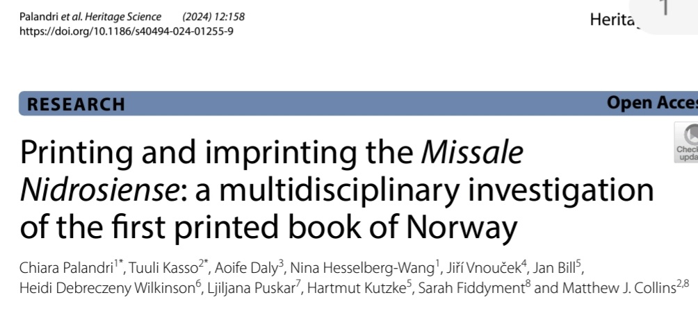 Our new paper examining Norway's first printed books. It's open access. doi.org/10.1186/s40494…