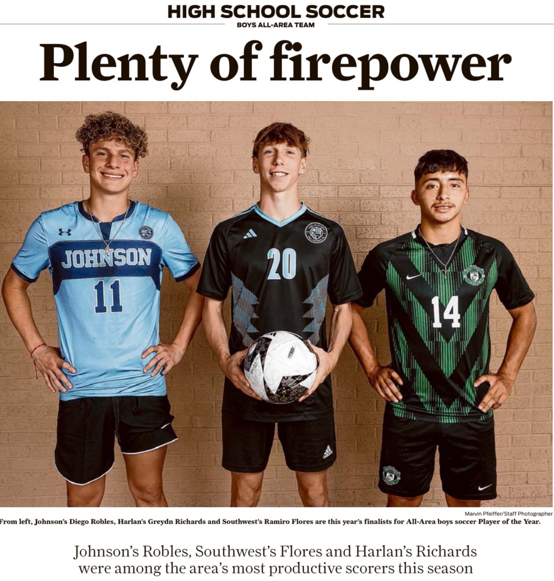 HarlanSoccer's tweet photo. Congratulations to @HarlanSoccer striker, Greydn Richards @Greydn20 on being a finalist for the Player of the Year Award!!! ⚽️⚽️⚽️
27 Goals and 12 Assists in 9 fewer games!
Player of the year will be reveled at the Express-News Awards on June 2. 

#HawkYeah 

@NISDHarlan https://t.co/NTntyDGjOy