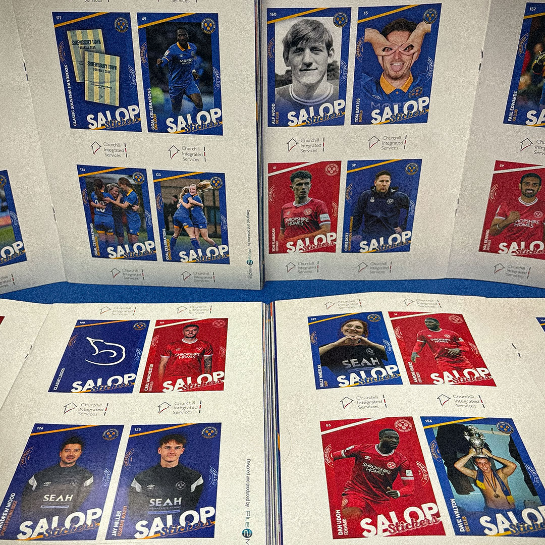 📘 | Last chance to fill your #Salop Sticker Album! 👀 We still have a selection of this season's programmes and sticker sheets available for purchase from the ticket office or main reception at the Croud Meadow. Opening hours are from 10am-2:30pm Monday-Friday. 🔷🔶