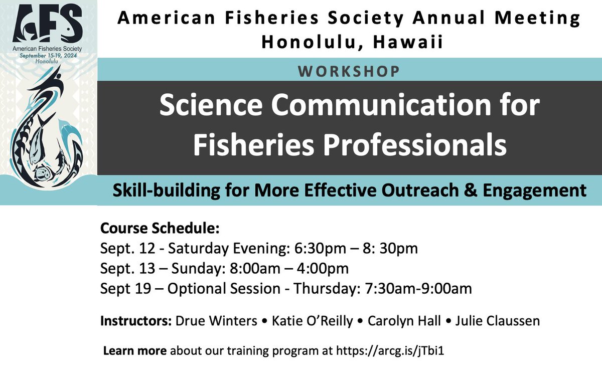 Julie Claussen (@julielovesfish) on Twitter photo Ready to explore new approaches for your science communication? Want to achieve a greater impact? Check out our workshop at the annual <a href="/AmFisheriesSoc/">American Fisheries Society</a> meeting #AFS154. We'd love to work with you! afsannualmeeting.fisheries.org/continuing-edu… Ready to explore new approaches for your science communication? Want to achieve a greater impact? Check out our workshop at the annual <a href="/AmFisheriesSoc/">American Fisheries Society</a> meeting #AFS154. We'd love to work with you! afsannualmeeting.fisheries.org/continuing-edu…