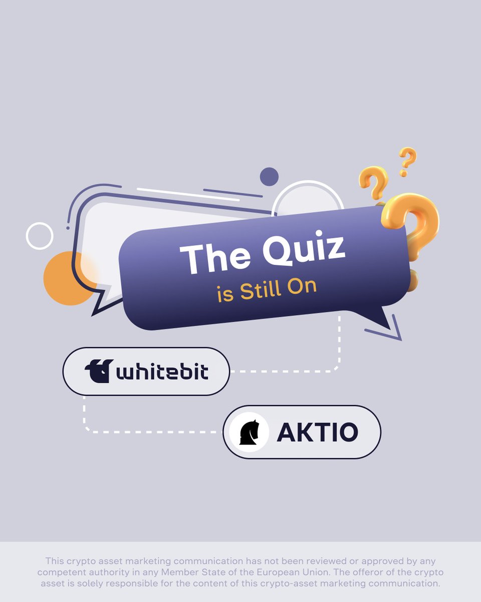 Take Part in the AKTIO Quiz! You are still on time to join the AKTIO Quiz and win some AKTIO. Answer the quiz questions in the Google form to participate:forms.gle/nndPkkZraiCXQY… You can learn the quiz conditions on our blog:blog.whitebit.com/en/the-aktio-q…. Good luck!