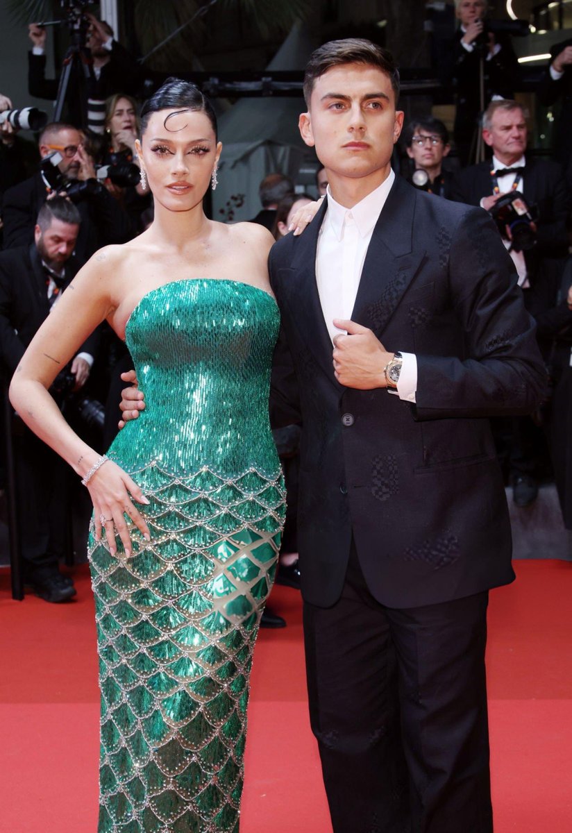 Oriana Sabatini and Paulo Dybala attend the 'The Shrouds' (Les Linceuls) Red Carpet at the 77th annual Cannes Film Festival.