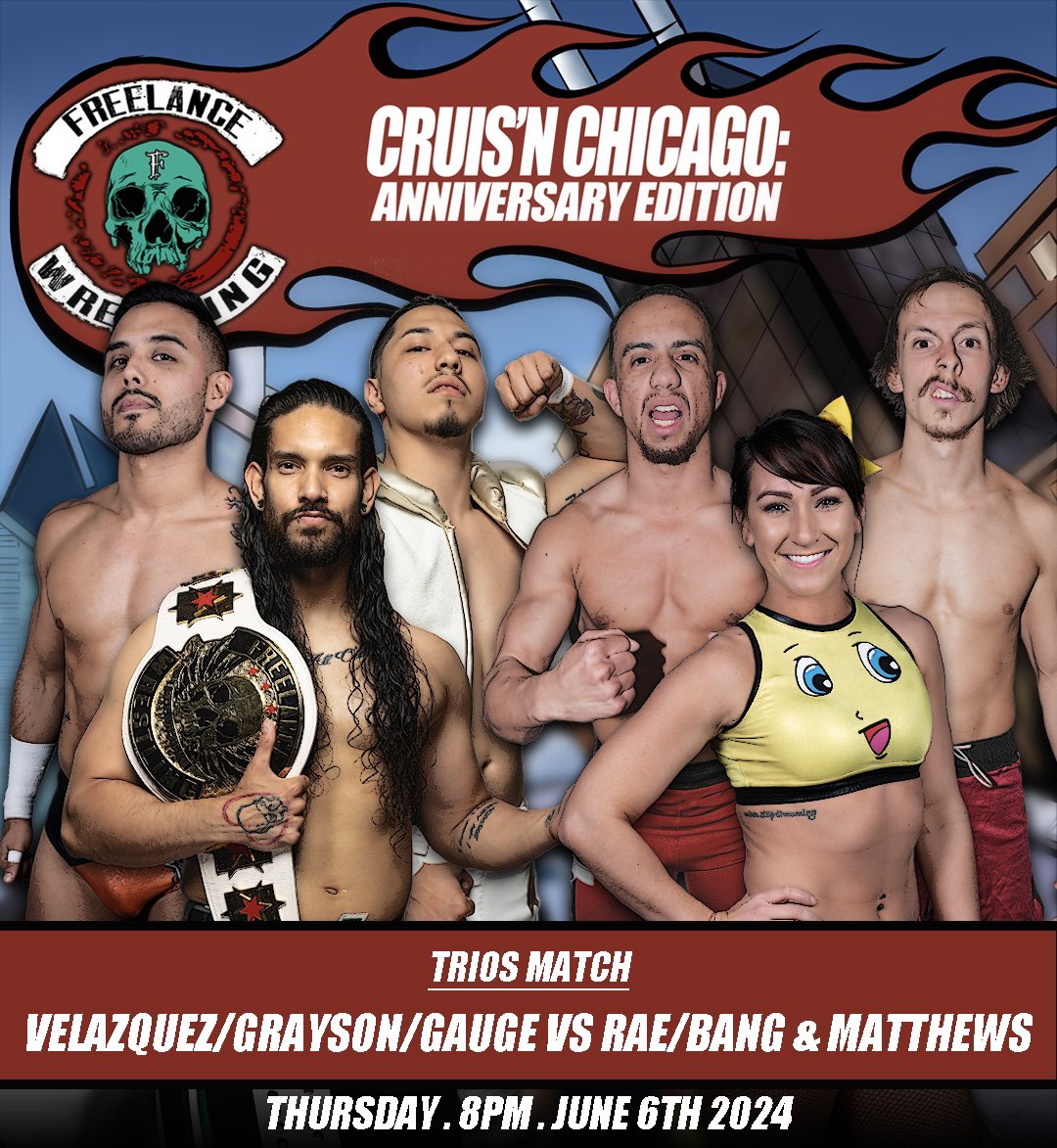 📢MATCH ANNOUNCEMENT📢 Tix:emporiumarcadebar.com/events TRIOS Match: Storm/Isaias/Gauge vs Kylie/Bang/Matthews Cruis’n Chicago: Anniversary Edition #FreelanceCruisn Thurs 6/6/24 Emporium Logan Square 2363 N. Milwaukee Ave Chicago, IL 60647 Doors: 7PM Bell: 8PM