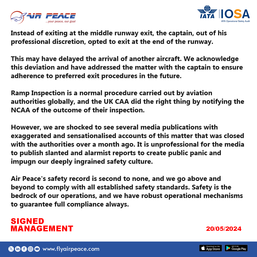 PRESS STATEMENT 20-05-2024