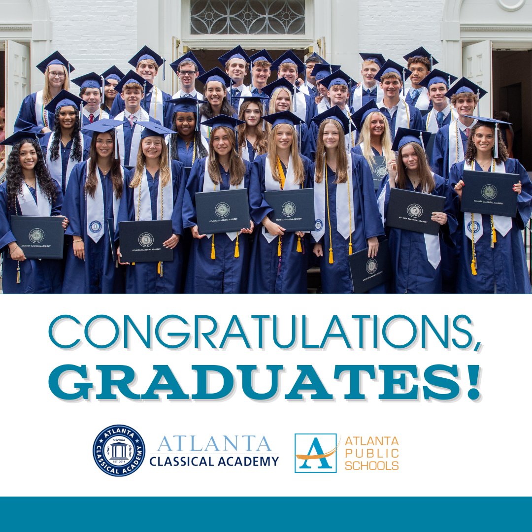 🎓 Congratulations to the Class of 2024 at Atlanta Classical Academy! 🌟 Your perseverance and dedication have led you to this momentous day. Wishing you all the success in the world as you embark on your next adventure! #ClassOf2024 #APSGradNation24