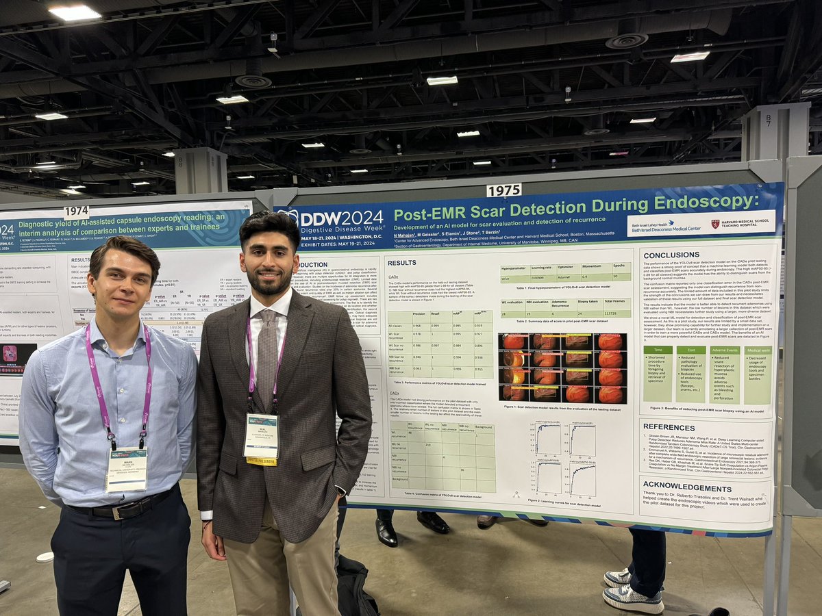 neal_mahajan's tweet photo. Excited to present the results of our pilot study using #ML to detect and classify post-EMR scars at #DDW2024! Looking forward to continuing this important work with @tberzin @sudanigastro #jamesstone #enrikgeissler to expand the use of AI in the endoscopy suite. #AIinGI #MedAI https://t.co/yRNaZMMhPD