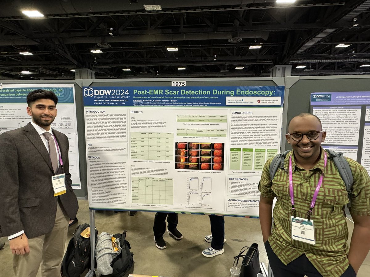 neal_mahajan's tweet photo. Excited to present the results of our pilot study using #ML to detect and classify post-EMR scars at #DDW2024! Looking forward to continuing this important work with @tberzin @sudanigastro #jamesstone #enrikgeissler to expand the use of AI in the endoscopy suite. #AIinGI #MedAI https://t.co/yRNaZMMhPD