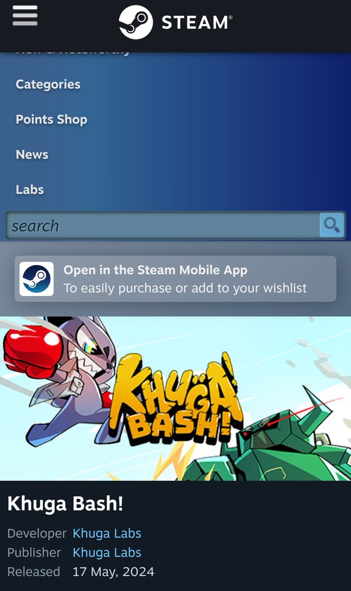 KHUGA BASH is on @Steam 🔥🏆

#WEB3GAMING #GAME #NFTSale
$DROIDS $BEYOND