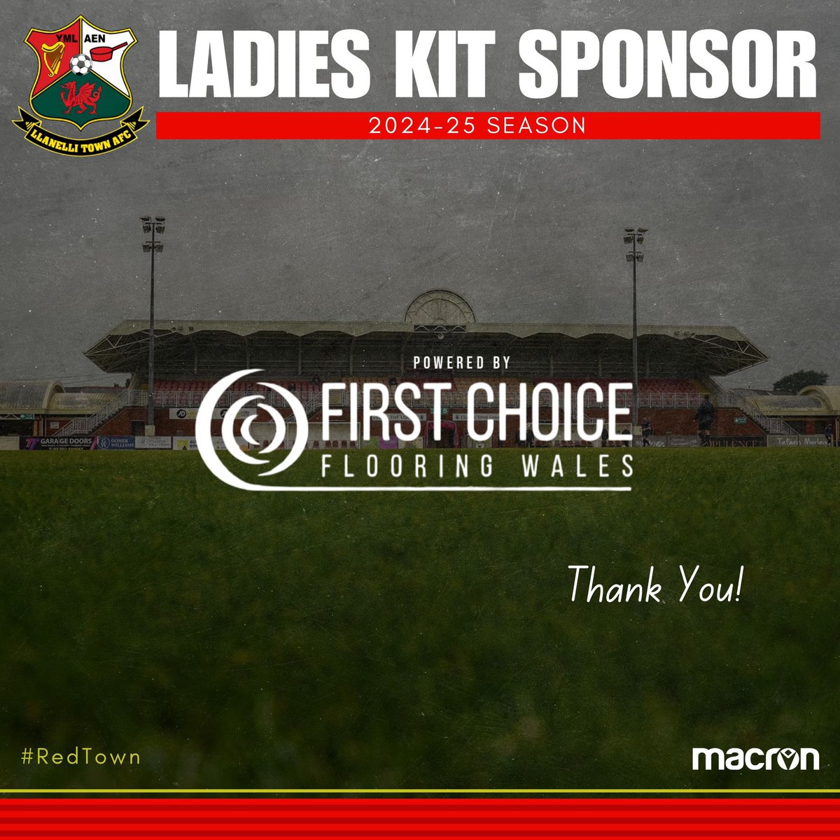 We would like to give a massive thank you to Jason Davies at First Choice Flooring Wales for sponsoring our ladies team, taking the front of the jersey spot again this season. This will be the 4th season that Jason has sponsored the club! 1/3 👇