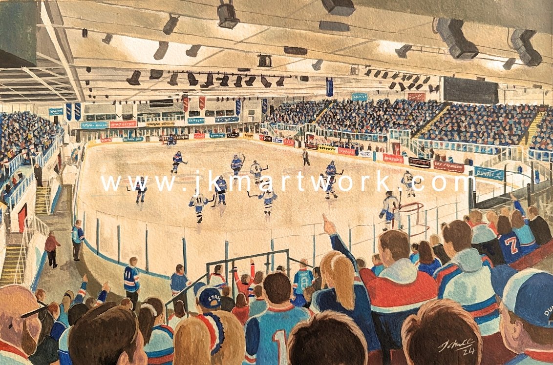 hi <a href="/Jd16dolan/">john dolan</a> <a href="/hutchy071/">Jeff Hutchins</a> painting ive finished now of #dundeestars #dundeeicearena #EliteLeague prints £15 inc p &amp;p a3 size  available now @ jkmartwork.com RT's appreciated