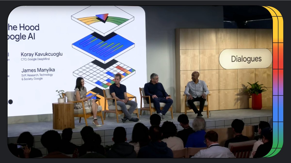 The field of AI is rapidly evolving thanks to robust research & technological breakthroughs. Dive deeper into Google’s AI advancements + the exciting possibilities in this #GoogleIO session w/ James Manyika, Laurie Segall, Koray Kavukcuoglu, & Jeff Dean →goo.gle/4b9Q1QZ