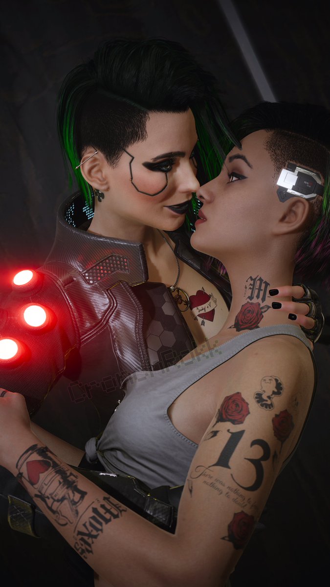 In Her Arms  💚🌹
#Cyberpunk2077 #Cyberpunk2077PhotoMode #OCVikk #JudyAlvarez #OTPGreenRose #VirtualPhotography #VPRT