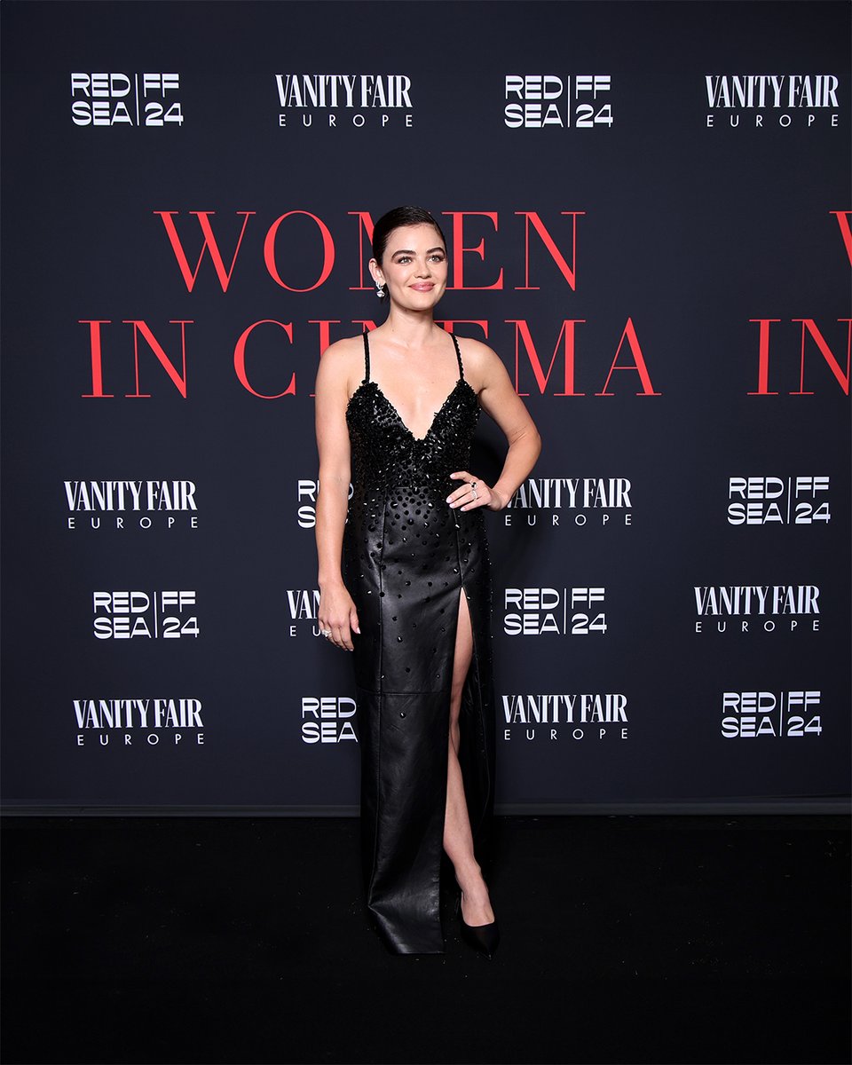 #LucyHale wore a Miu Miu black leather gown embellished with degradé crystals while attending the Red Sea International Film Festival’s “Women in Cinema” Gala in partnership with Vanity Fair Europe at Hotel Du Cap on May 18th, 2024, in Cannes.

#MiuMiuClub