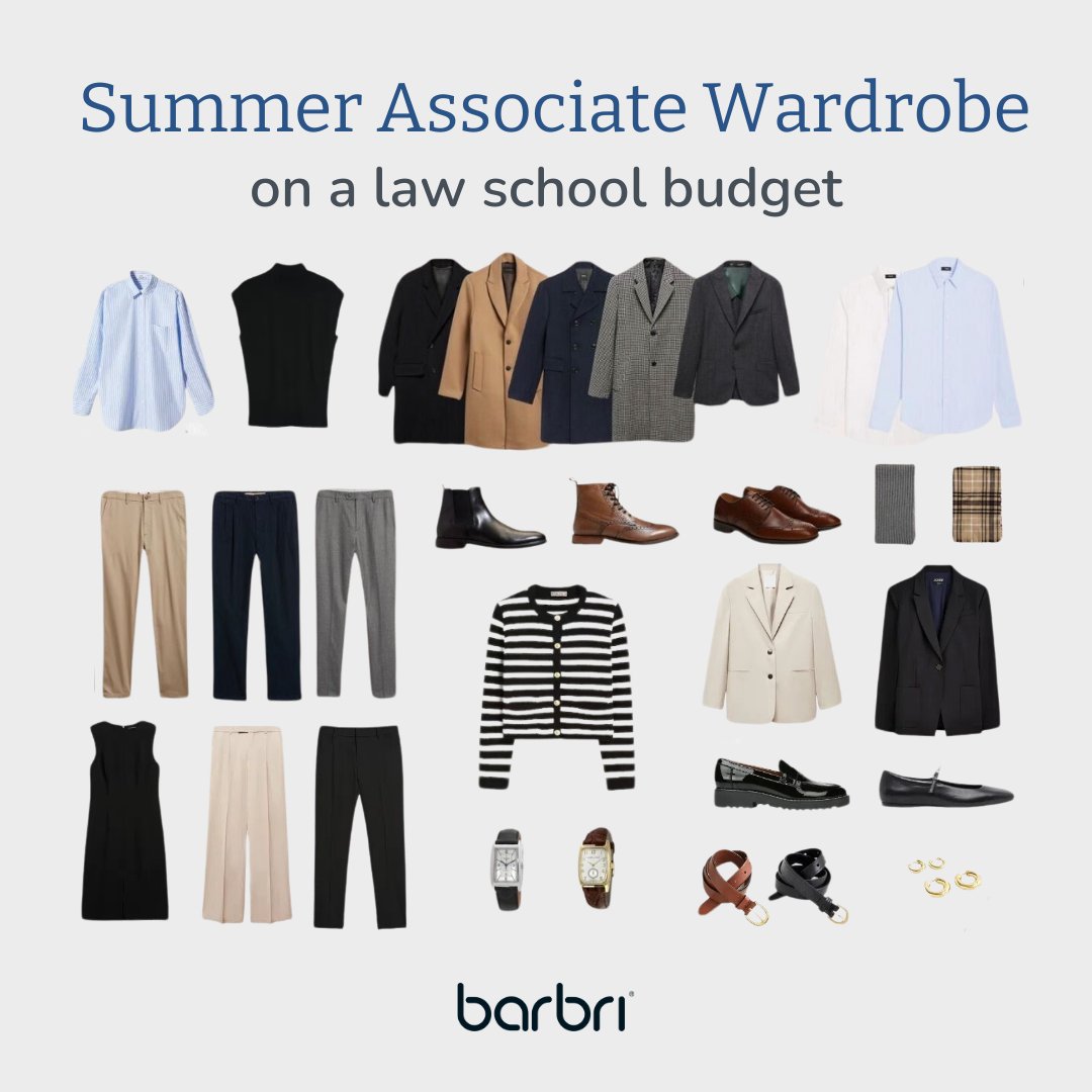 Let’s talk: Summer Associate Wardrobe on a law school budget! If you will be working at a Big Law firm or require a business-oriented wardrobe, now is a great time to review what’s in your closet and figure out what additional pieces you might need. barbri.com/blog/usstudent…