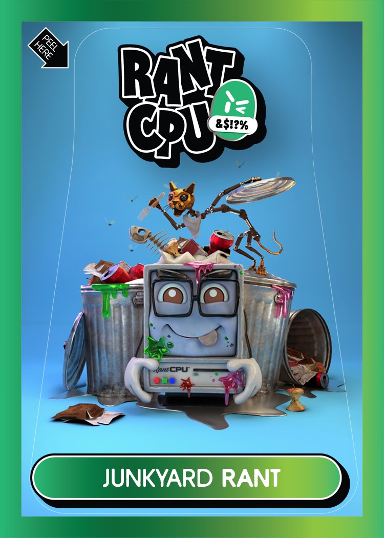 📅Today, we are excited to release WAVE 2 of our limited RantCPU Wax Packs and Boxes. Each bundle includes an exclusive Junkyard Rant NFT. Don’t miss out!  💻🚮
Sales will start at Noon Pacific Time on the RantCPU Store webpage. Find the link in the comments below!