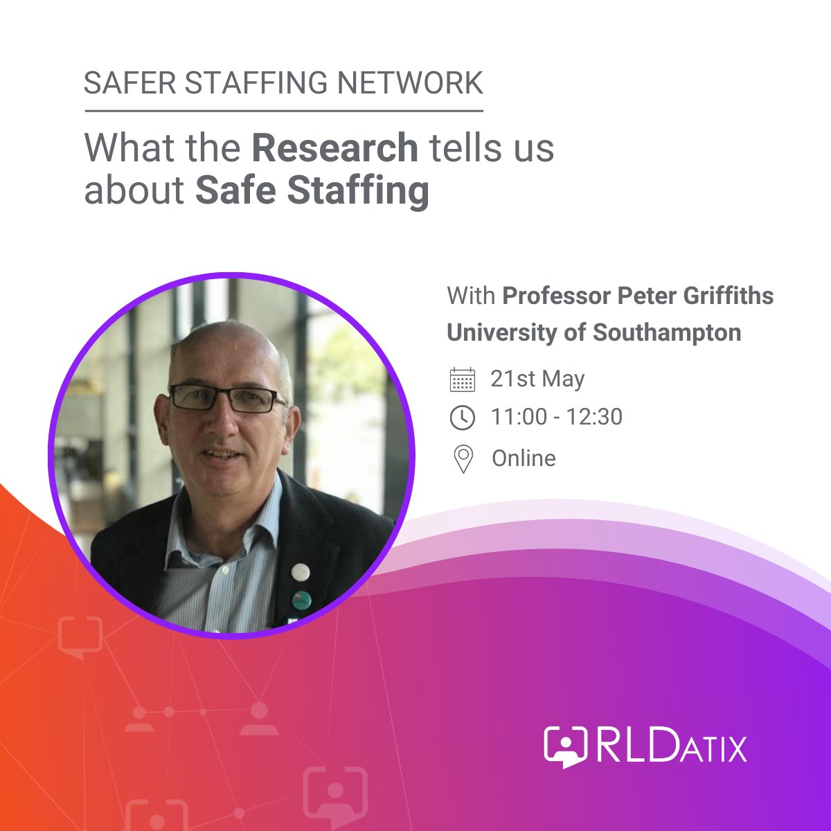 🗓️Tomorrow's #SafeStaffingNetwork meeting will explore research across the UK on Safe Staffing and its impact on patient care and staff experience with Prof. Peter Griffiths from the University of Southampton. 

➡️ Register here: ow.ly/CxS650RNOfA
#SafeCare #RLDatix #SSN