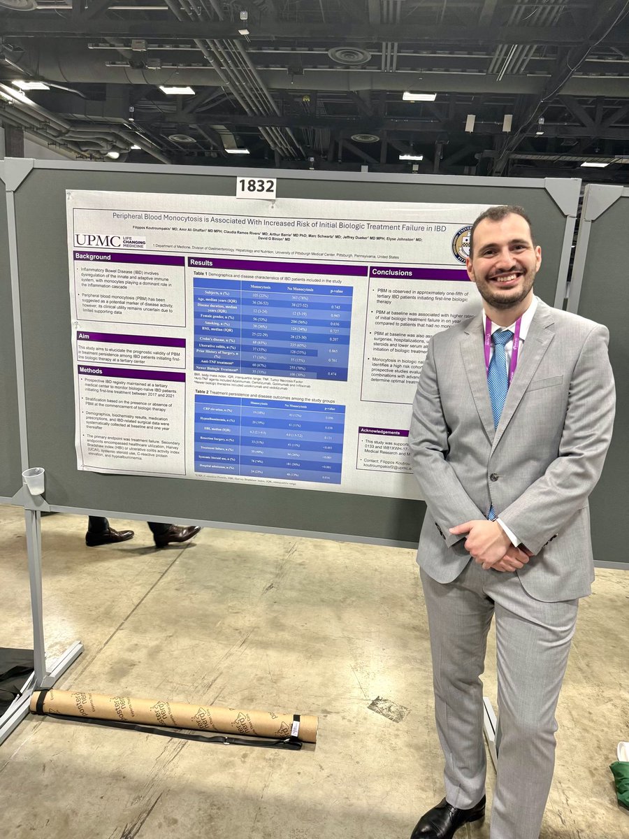Filippos Koutroumpakis (@filipposkt) on Twitter photo Another great day at <a href="/DDWMeeting/">Digestive Disease Week</a>! Today, we're showcasing our poster on using peripheral blood monocytosis to predict biological treatment failure in IBD. <a href="/PittIMChiefs/">Pitt Medicine Chiefs</a> <a href="/PittGIM/">Pitt General Internal Medicine</a> Another great day at <a href="/DDWMeeting/">Digestive Disease Week</a>! Today, we're showcasing our poster on using peripheral blood monocytosis to predict biological treatment failure in IBD. <a href="/PittIMChiefs/">Pitt Medicine Chiefs</a> <a href="/PittGIM/">Pitt General Internal Medicine</a>