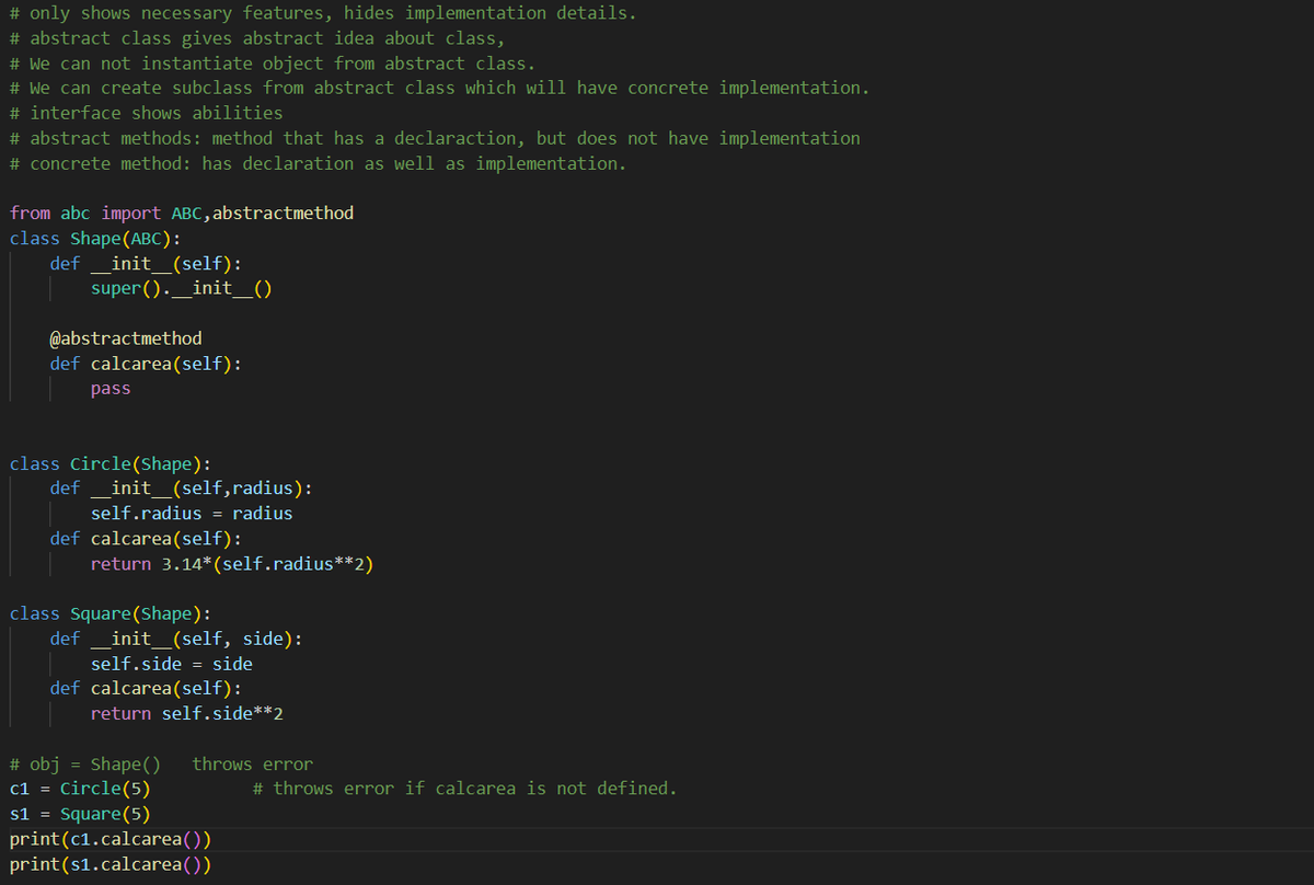 chetan_sonigra's tweet photo. #100daysofcodepython
πDay 28: Abstraction and Encapsulation in Python
#Encapsulation #Python #Abstracton #ObjectOrientedProgramming #Interface https://t.co/QcCOCMOuI2
