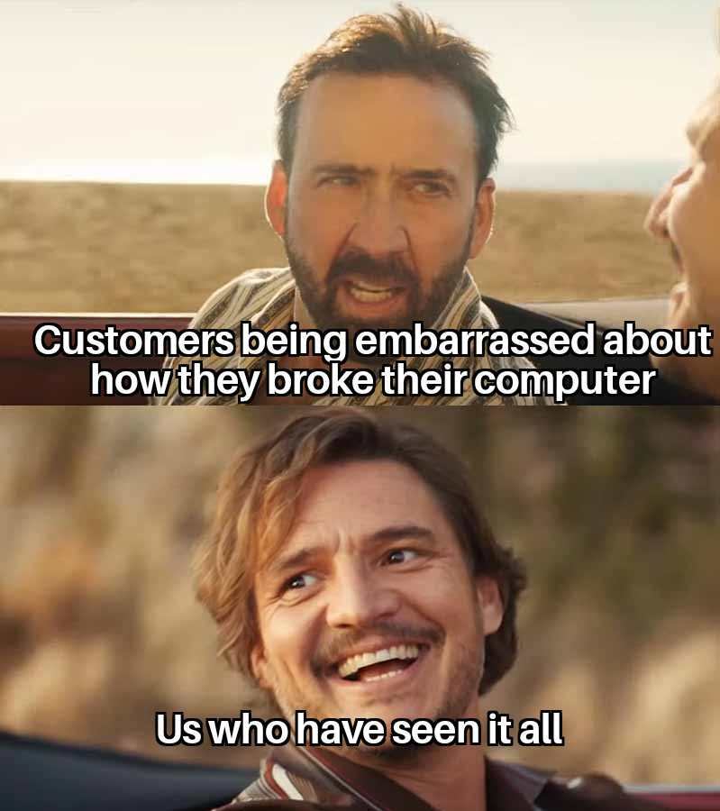 Never be embarrassed to bring in your computer for repair. We're here to help, and trust us, we've seen worse. 💻🔧 #TechSupport #ComputerRepair #NoJudgment