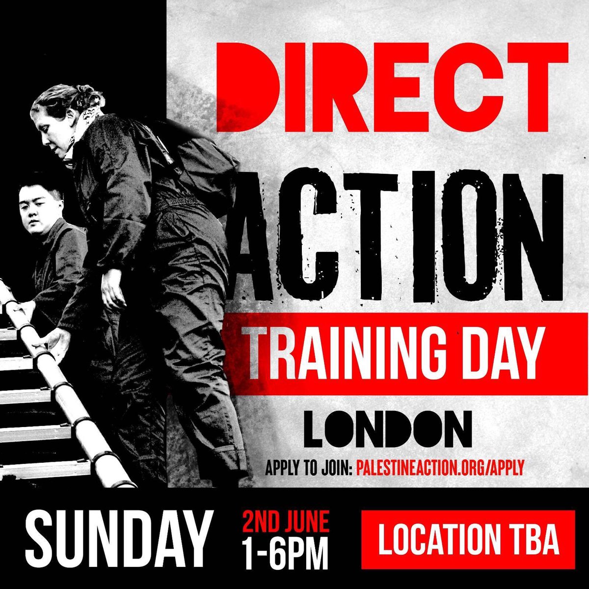 Don’t want to beg the war criminals in charge to end their complicity with genocide? Join our upcoming London training day and take direct action against the zionist war machine: palestineaction.org/apply