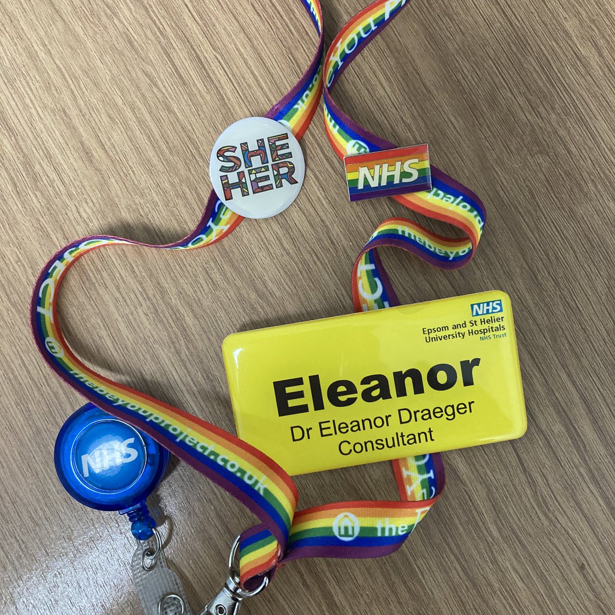 New rainbow lanyard for work. Just making sure that my #LGBTQ patients and colleagues know they are safe with me.