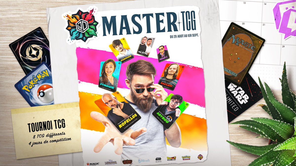 Cet été j’organise 2 gros tournois sur les J2S (Jeux de Société) et les TCG (Jeux de Cartes)
Ça s’appelle le Master J2S et TCG et 8 joueurs et joueuses s’affrontent pendant 1 semaine sur 10 J2S et 8 TCG dans une ambiance de colonie de vacances 🤗
4/7